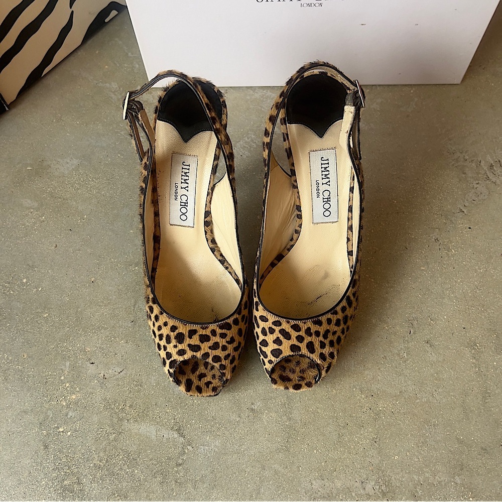 Jimmy Choo Peep Toe Sling Back Heels Size 36.5 - Picture 4 of 10